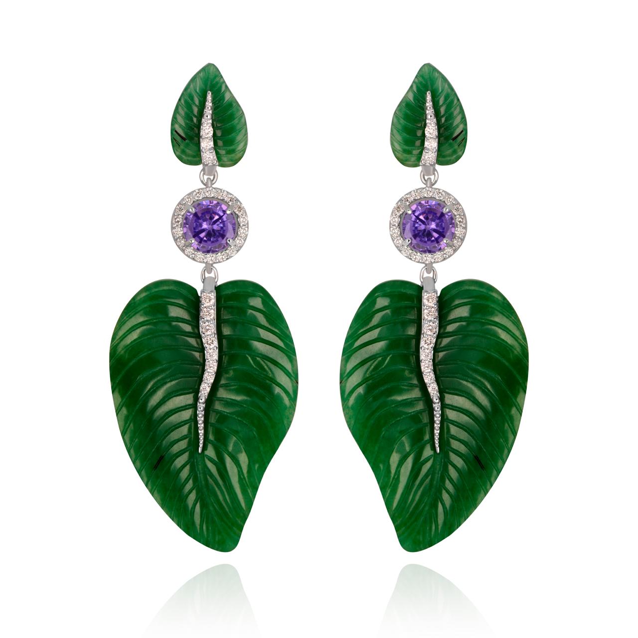 Brinco de Jadeita e Ametista