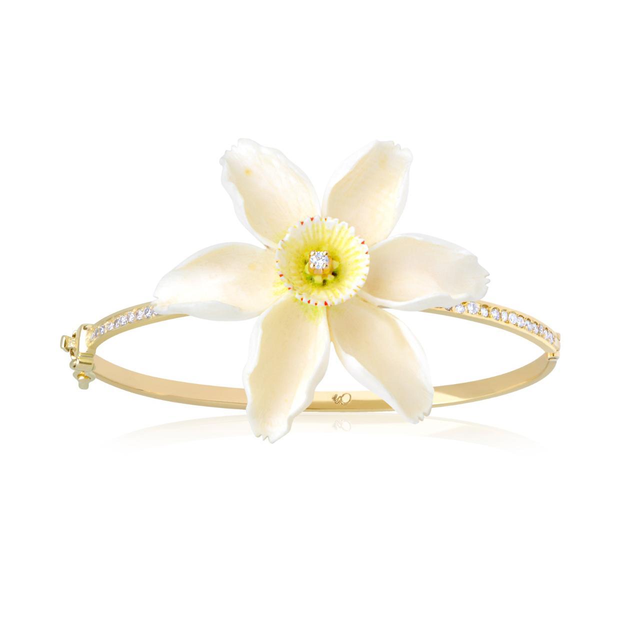 Bracelete de Flor e Diamantes
