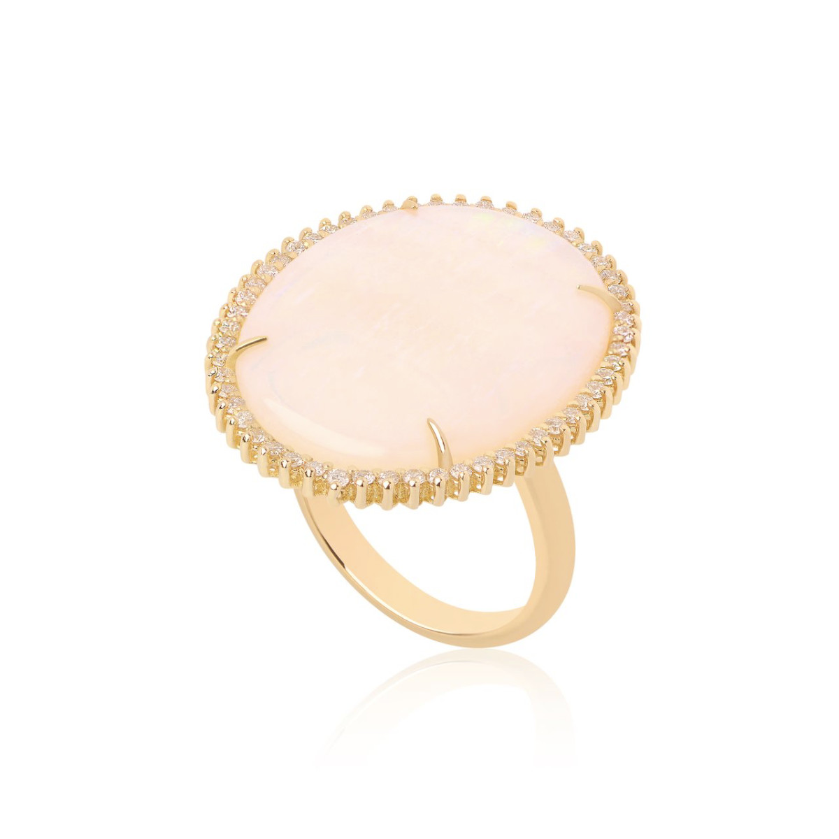 Anel de opala branca